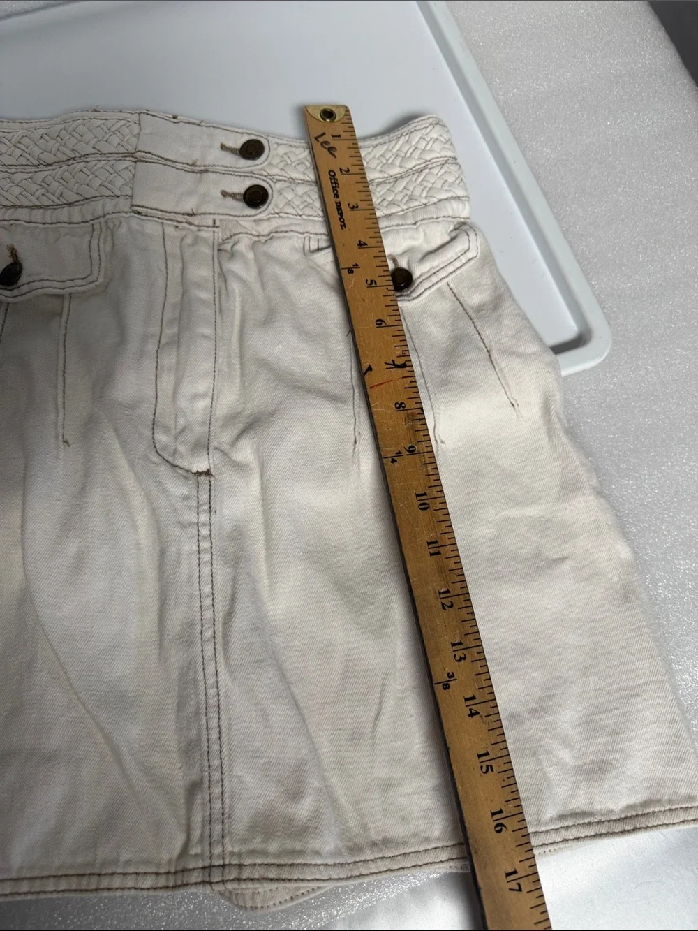 Free People Ivory High-Waist Mini Skirt Size 4 Boho Cotton Hemp Blend